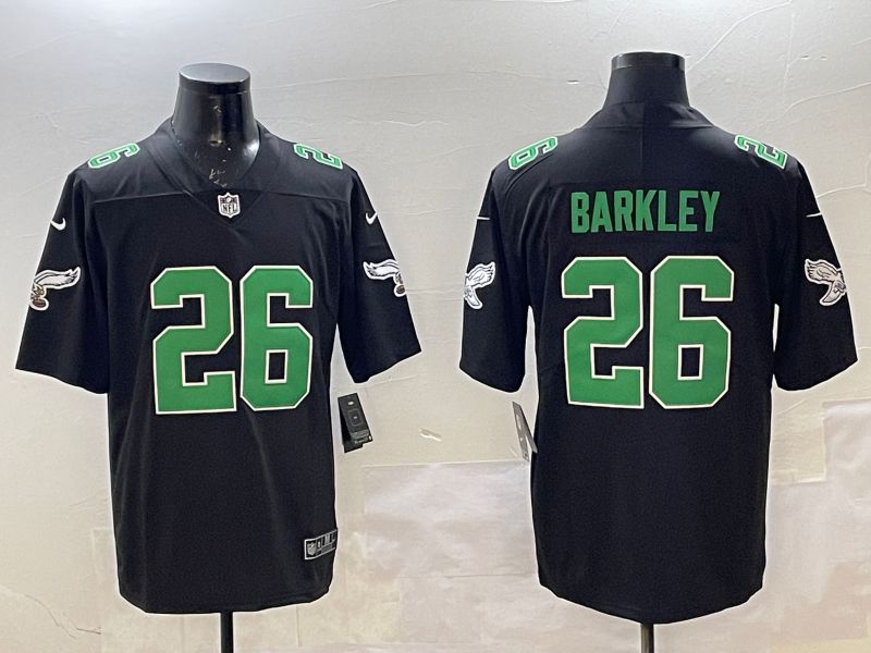 Men Philadelphia Eagles #26 Barkley Black green Throwback 2025 Nike Limited NFL Jersey style 2
